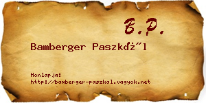 Bamberger Paszkál névjegykártya